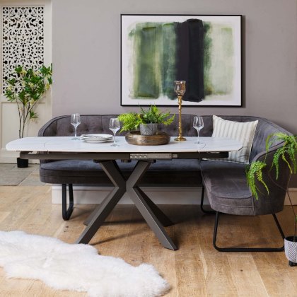 Saturn White Motion Table with LHF Frampton Corner Bench - Anthracite Saturn White Motion Table with LHF Frampton Corner Bench - Anthracite