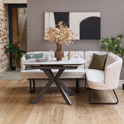 Saturn White Motion Table with LHF Frampton Corner Bench - White Saturn White Motion Table with LHF Frampton Corner Bench - White