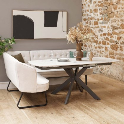 Saturn White Motion Table with RHF Frampton Corner Bench - White Saturn White Motion Table with RHF Frampton Corner Bench - White