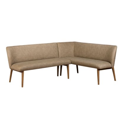 Lucca Corner Bench Dark Oak Leg (Left Hand Facing) - Taupe Lucca Corner Bench Dark Oak Leg (Left Hand Facing) - Taupe
