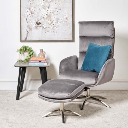 Helena Chair and Footstool - Grey Helena Chair and Footstool - Grey