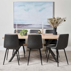 Kamala 180cm Dining Table & 6 Ripley Dining Chairs - Grey