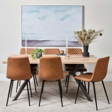 Kamala 180cm Dining Table & 6 Ripley Dining Chairs - Tan