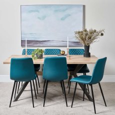 Kamala 180cm Dining Table & 6 Ripley Dining Chairs - Teal