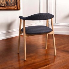 Albi Dining Chair - Dark Blue / Oiled Oak Legs (Set of 2)