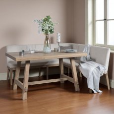 Hampton 150cm Dining Table & Hampton Corner Bench in Beige - LHF Hampton 150cm Dining Table & Hampton Corner Bench in Beige - LHF