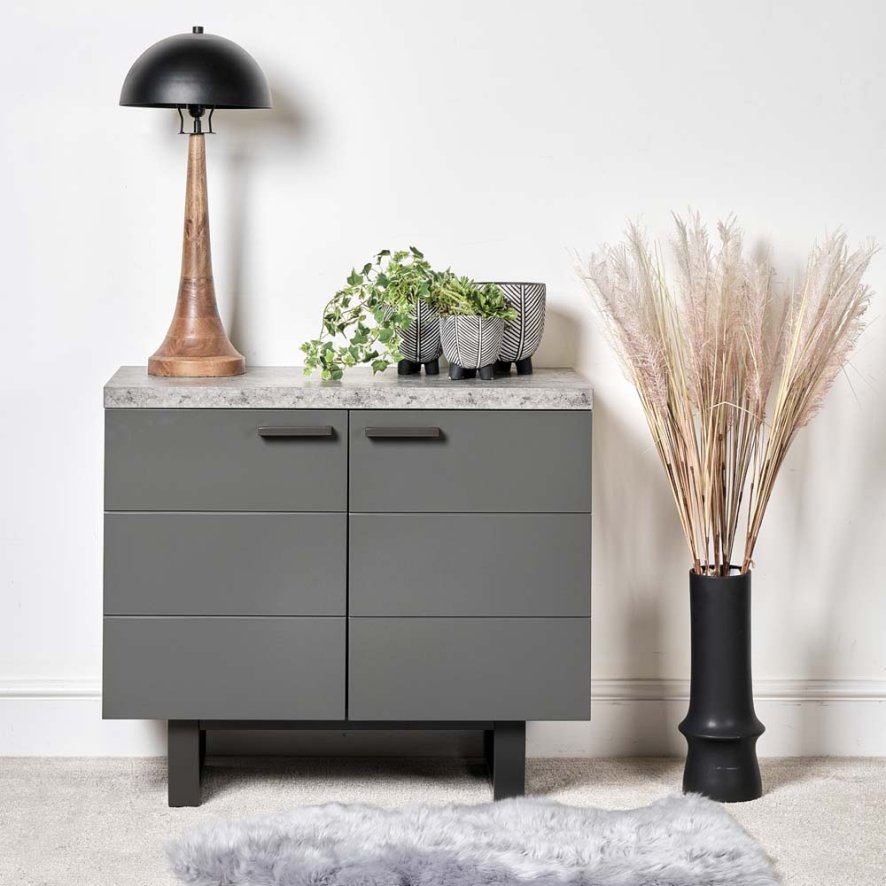 Industrial Small Sideboard Faux Concrete