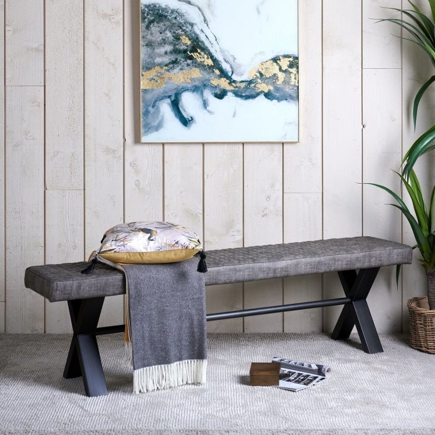 Industrial Dining Bench 140cm Grey