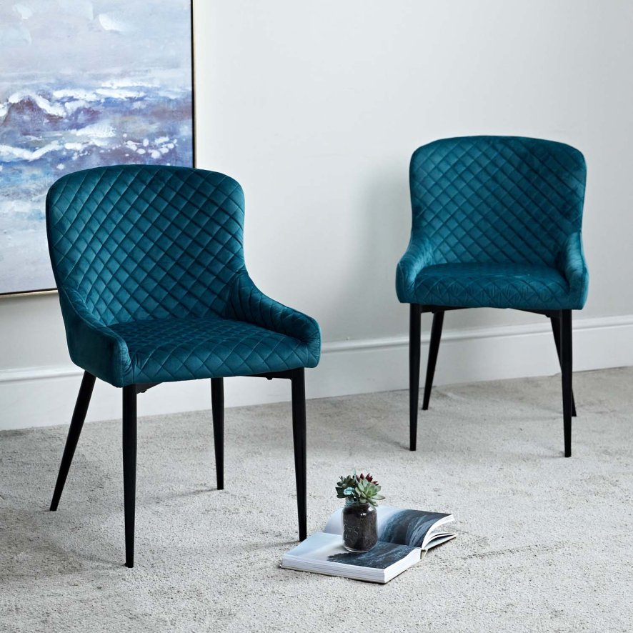 Carlton Teal Velvet Dining Chair Set Of 2