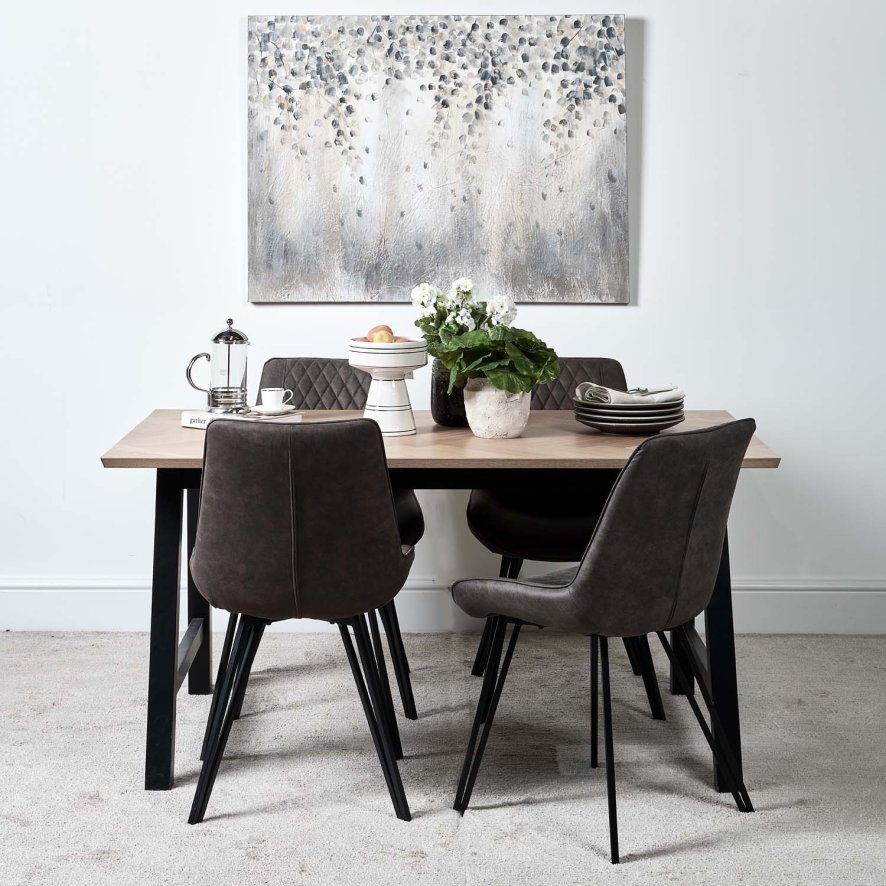 Bromley 160cm Dining Table And 4 Finnick Dining Chairs Dark Grey