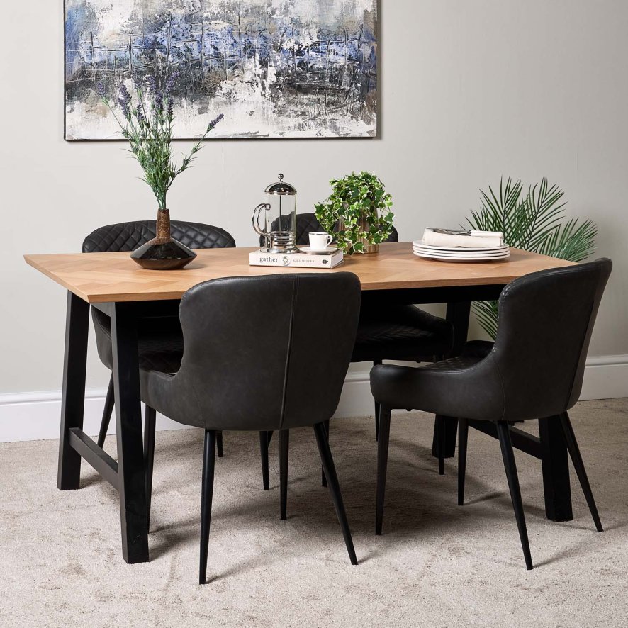 Bromley 160cm Dining Table And 4 Carlton Dining Chairs Grey