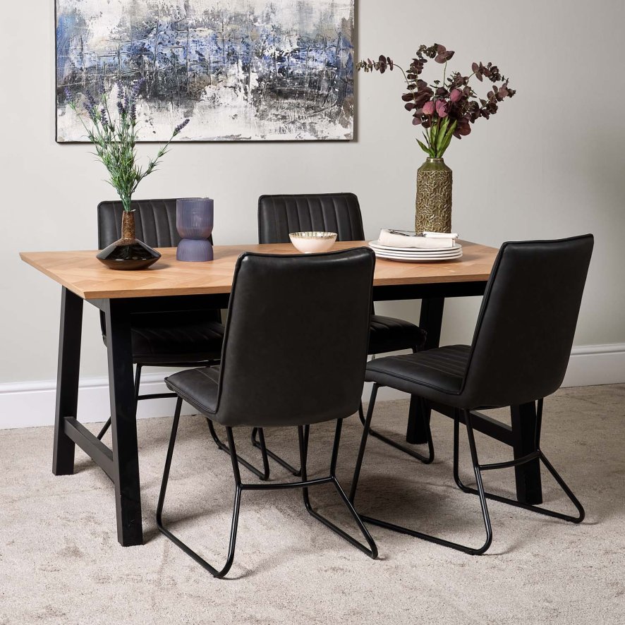 Bromley 160cm Dining Table And 4 York Dining Chairs Grey