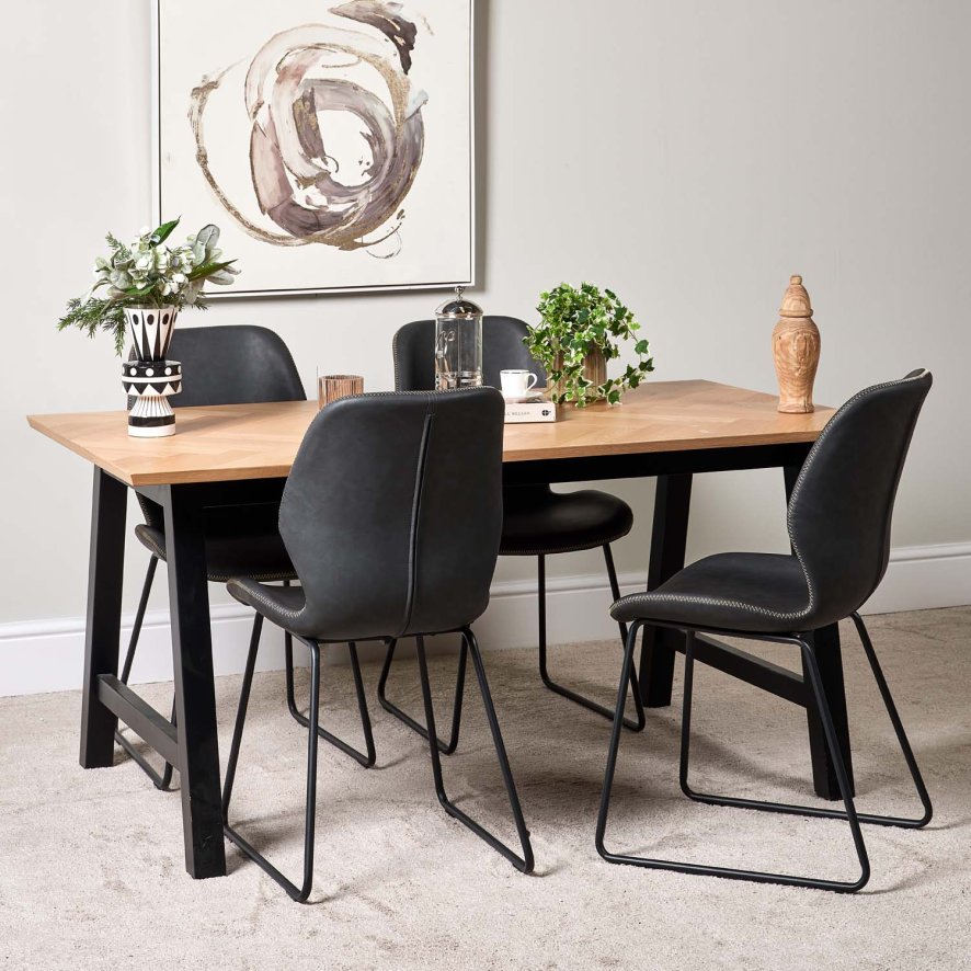 Bromley 160cm Dining Table And 4 Callum Dining Chairs Dark Grey
