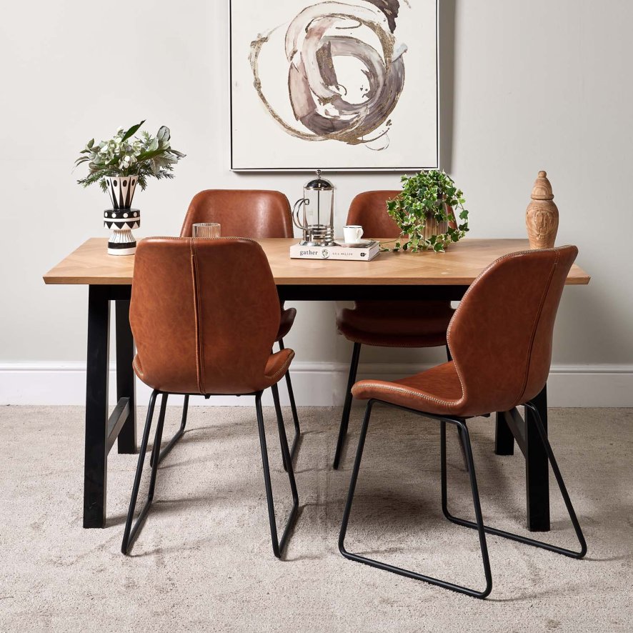 Bromley 160cm Dining Table And 4 Callum Dining Chairs Light Brown