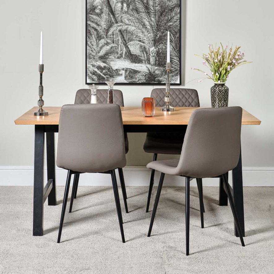 Bromley 160cm Dining Table And 4 Ripley Dining Chairs Truffle