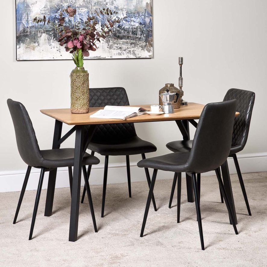 Kamala 140cm Dining Table And 4 Ripley Dining Chairs Grey