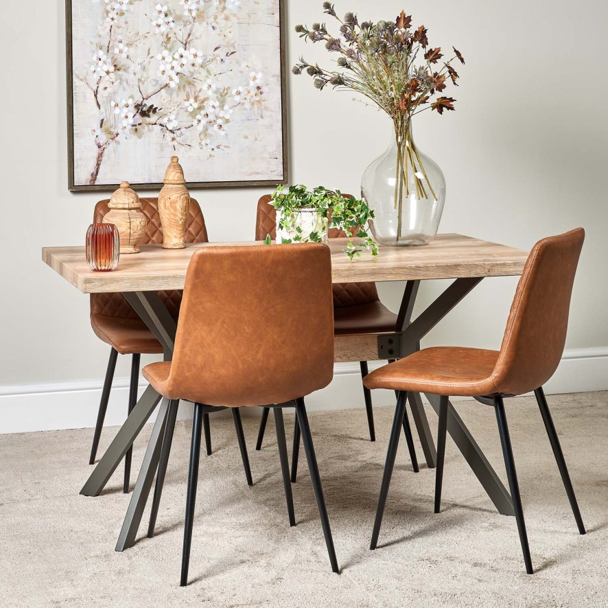 Kamala 140cm Dining Table And 4 Ripley Dining Chairs Tan