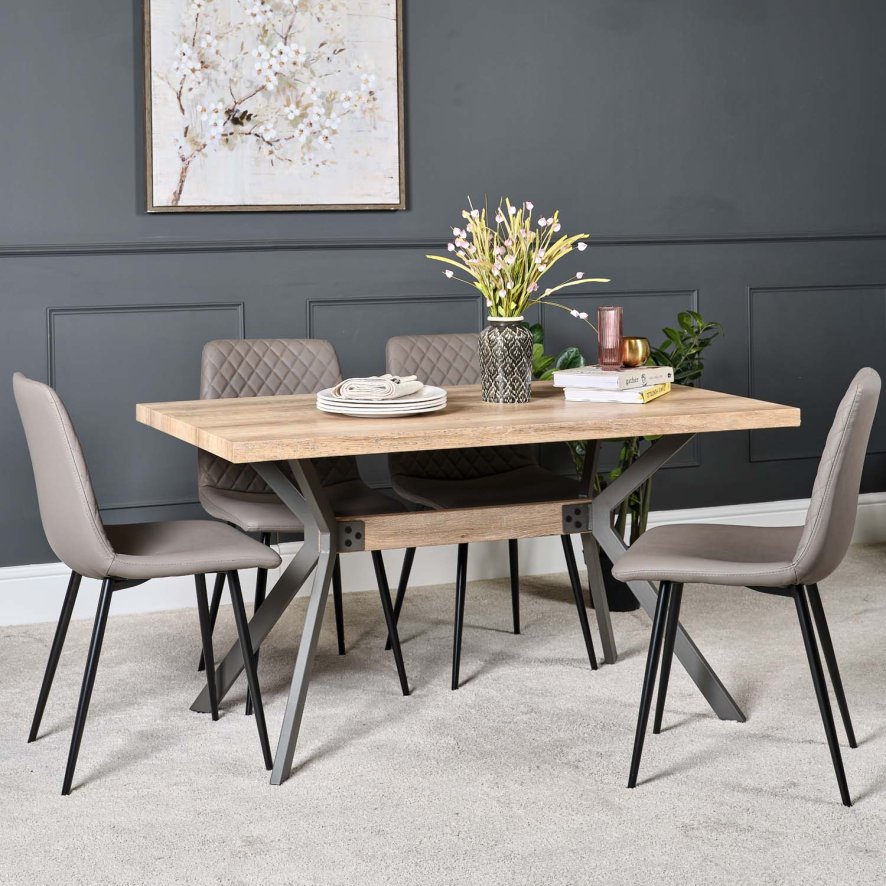 Kamala 140cm Dining Table And 4 Ripley Dining Chairs Truffle