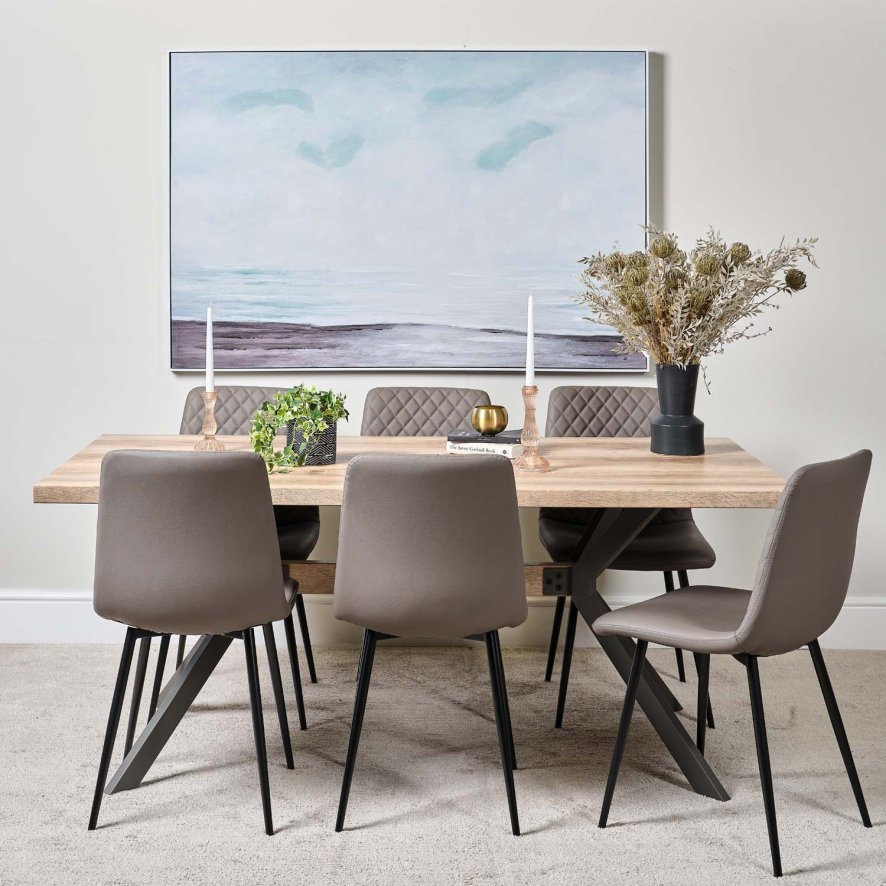Kamala 180cm Dining Table And 6 Ripley Dining Chairs Truffle