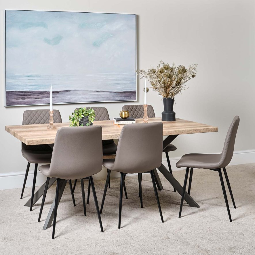 Woods Kamala 180cm Dining Table & 6 Ripley Dining Chairs - Truffle