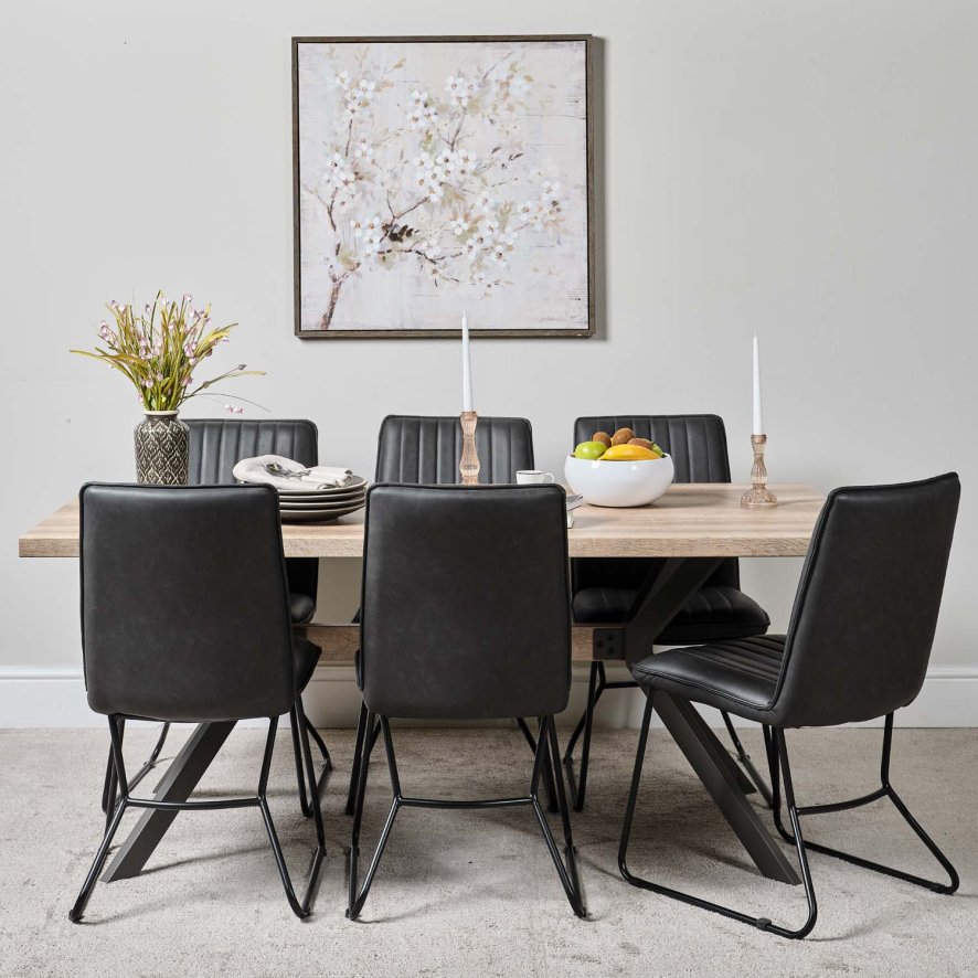 Kamala 180cm Dining Table And 6 York Dining Chairs Grey