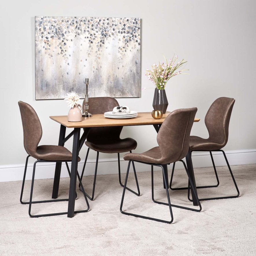 Lutina 120cm Dining Table And 4 Callum Dining Chairs Dark Brown