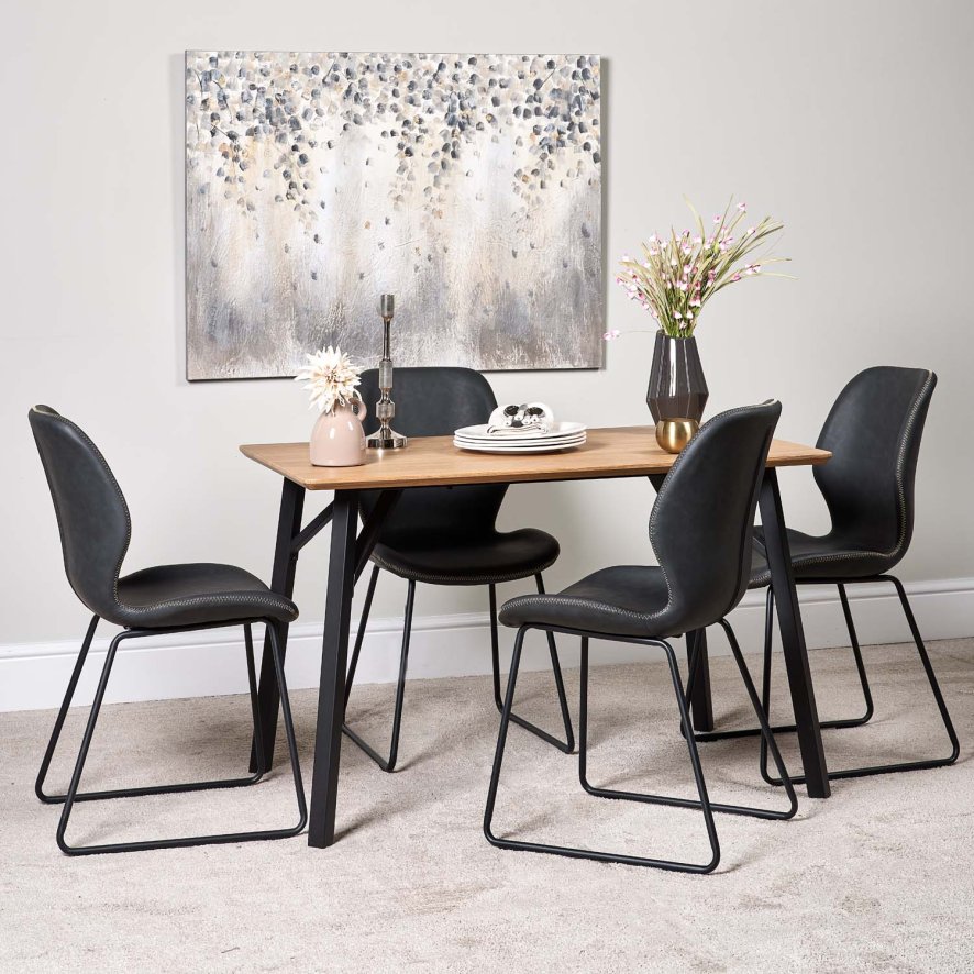 Lutina 120cm Dining Table And 4 Callum Dining Chairs Dark Grey