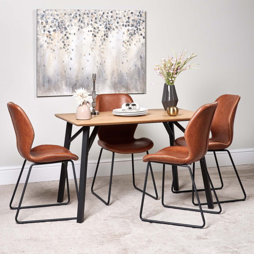 Lutina 120cm Dining Table And 4 Callum Dining Chairs Light Brown