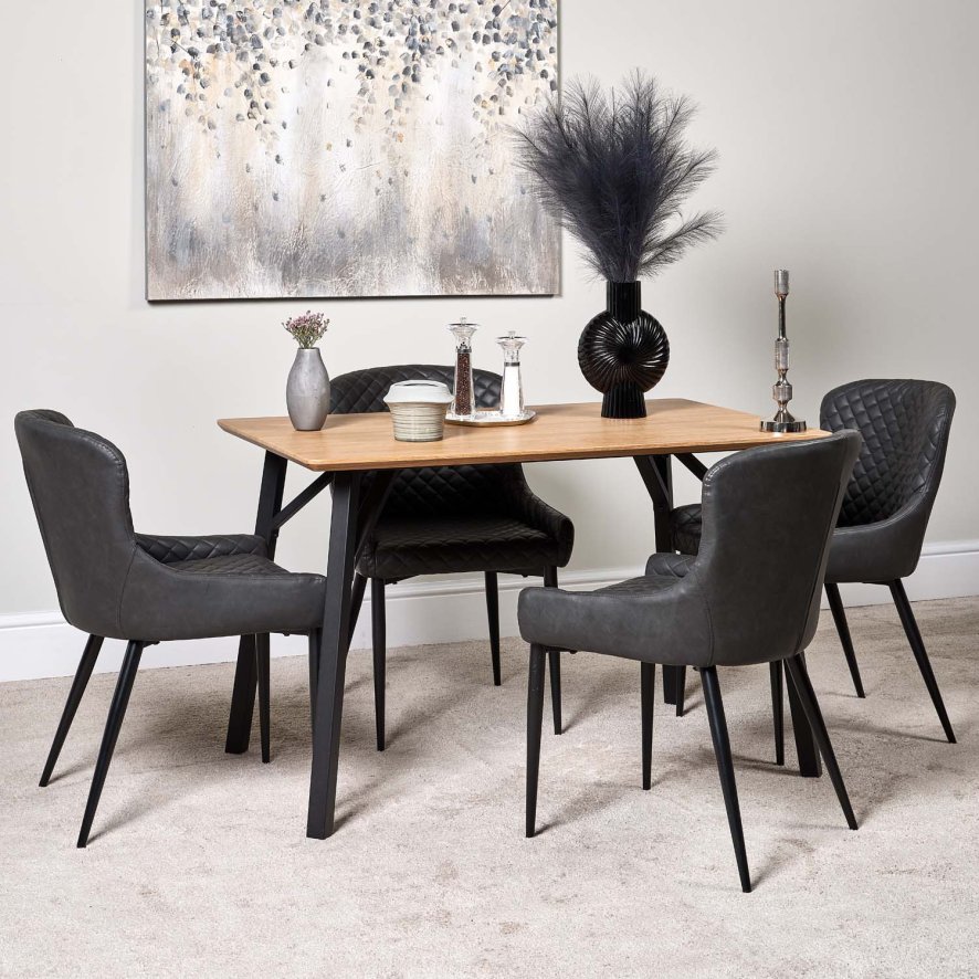 Lutina 120cm Dining Table And 4 Carlton Dining Chairs Grey