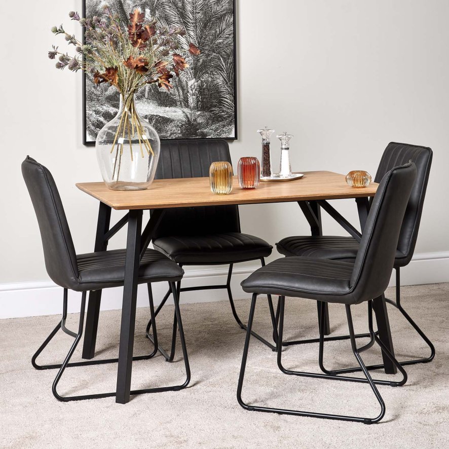 Lutina 120cm Dining Table And 4 York Dining Chairs Grey