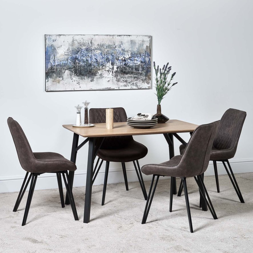 Lutina 120cm Dining Table And 4 Finnick Dining Chairs Dark Grey