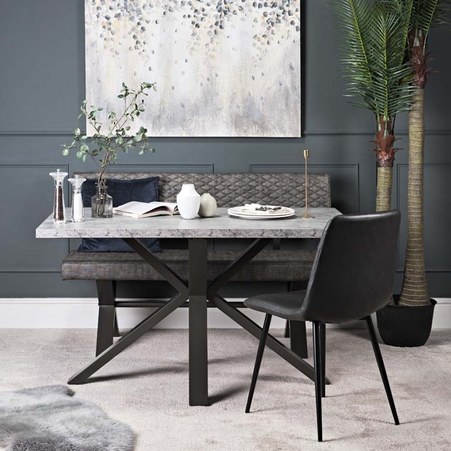 Industrial Dining Table 135cm Faux Concrete