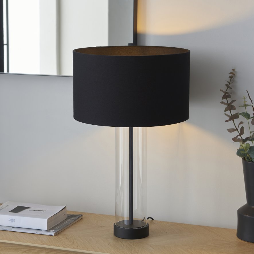 Lessina Table Lamp Black With Black Shade