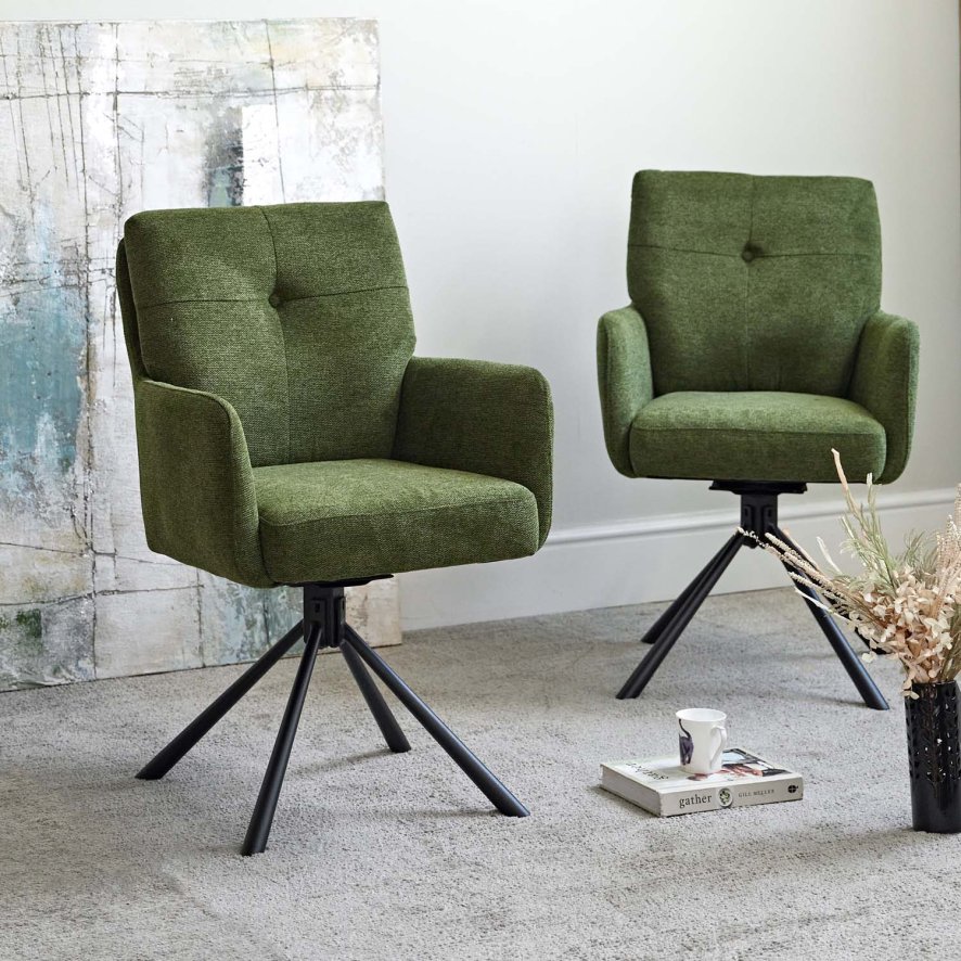 Parma Dark Green Dining Chair Pocket Sprung Set Of 2