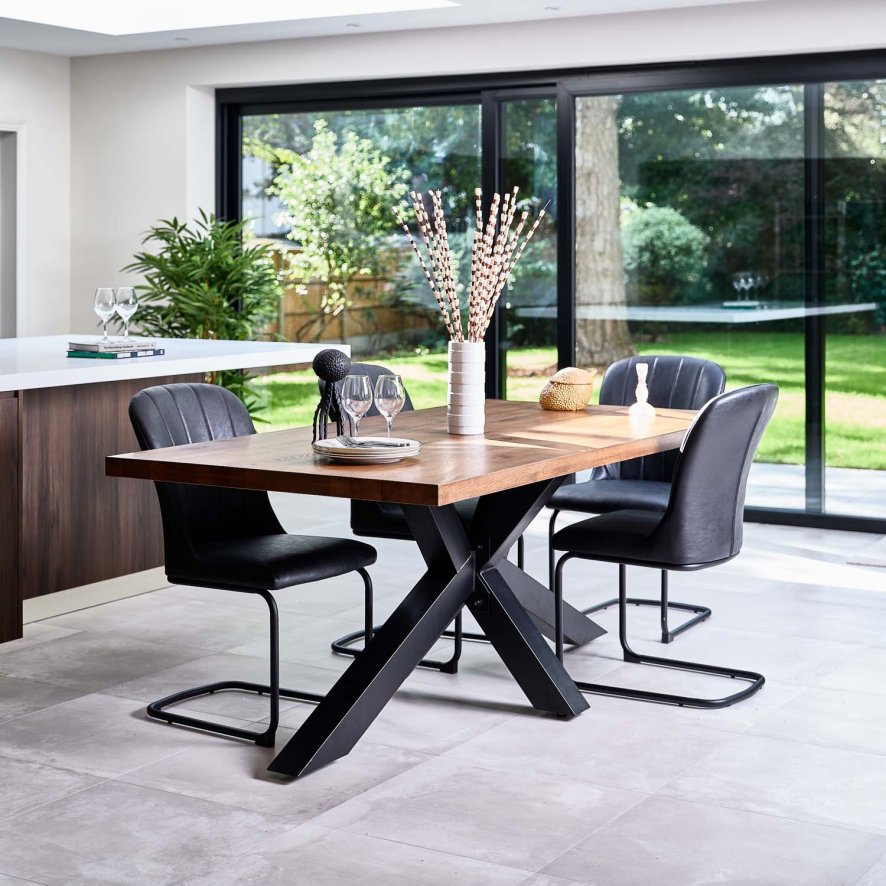 Soho 200cm Dining Table And 4 Firenza Dining Chairs Black