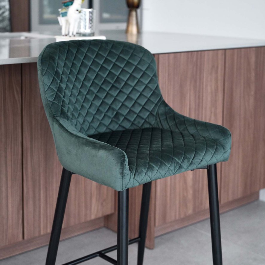 Clearance Carlton Bar Stool - Dark Green Velvet (Set of 2) - Woods ...