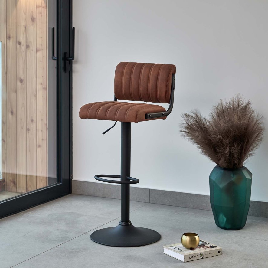 Industrial Bar Stool In Tan