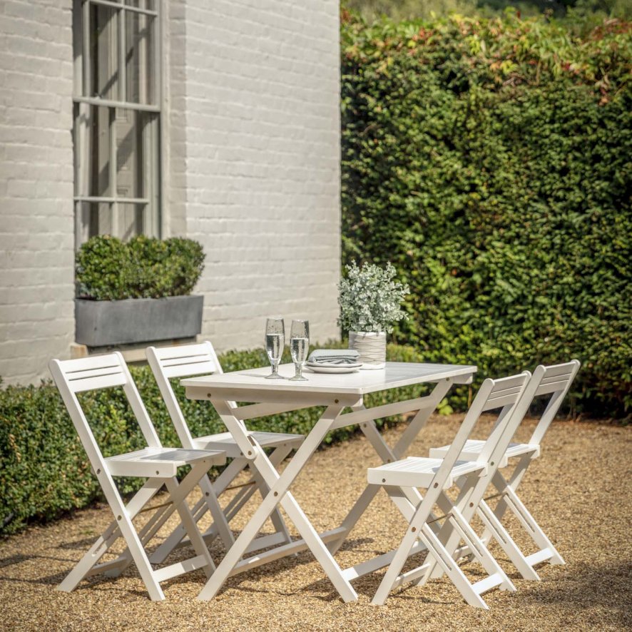 Malaga Folding Dining Set Acacia White