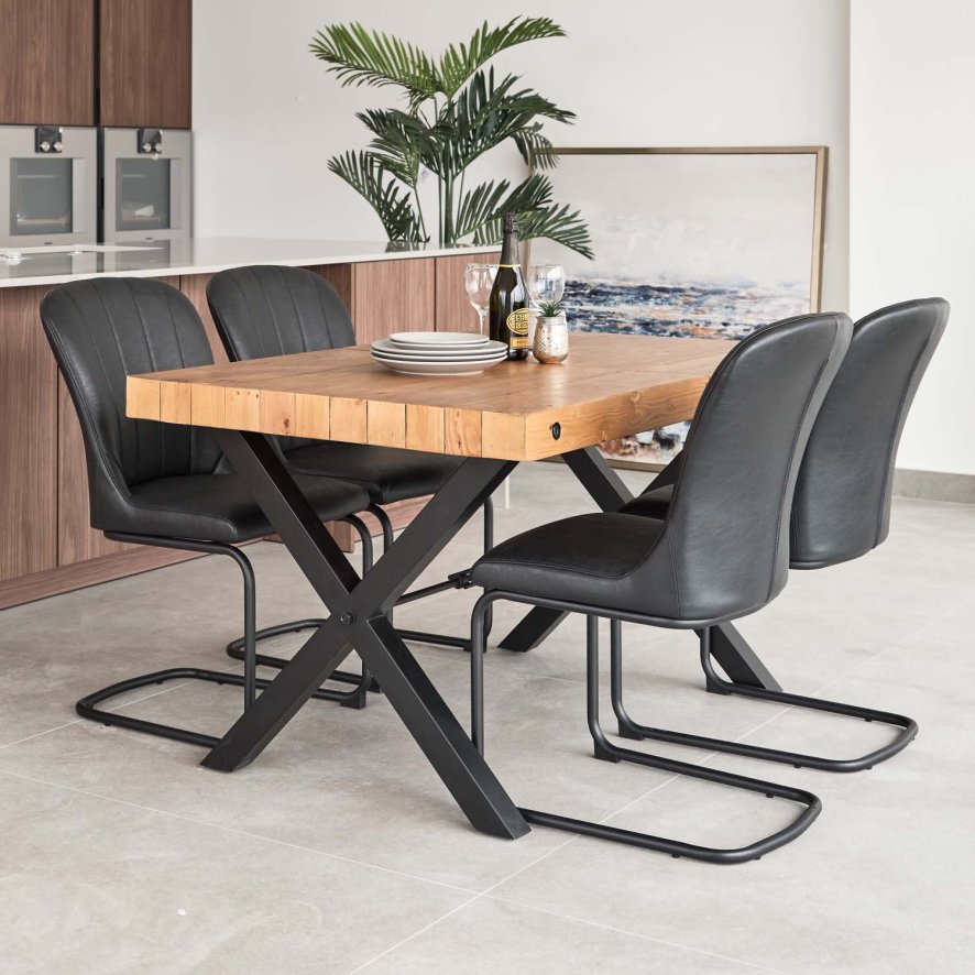 Urban 140180cm Extending Dining Table With 4 Firenza Chairs In Black