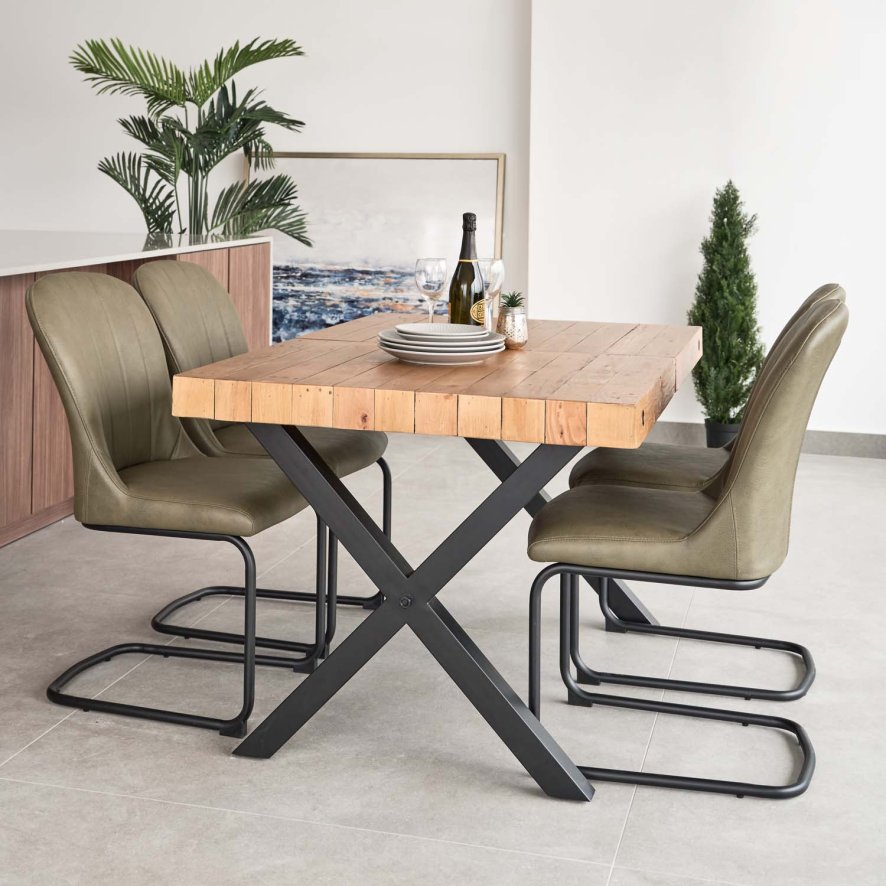 Urban 140180cm Extending Dining Table With 4 Firenza Chairs In Green