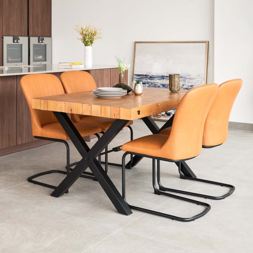 Urban 140180cm Extending Dining Table With 4 Firenza Chairs In Tan