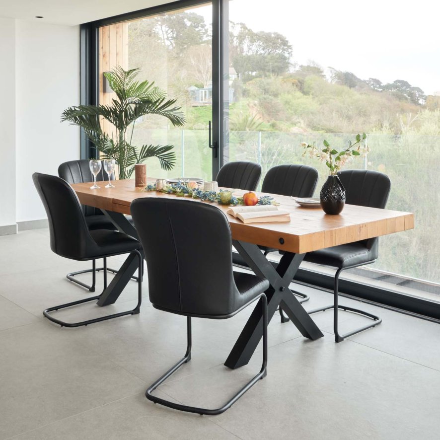 Urban 180240cm Extending Dining Table With 6 Firenza Chairs In Black