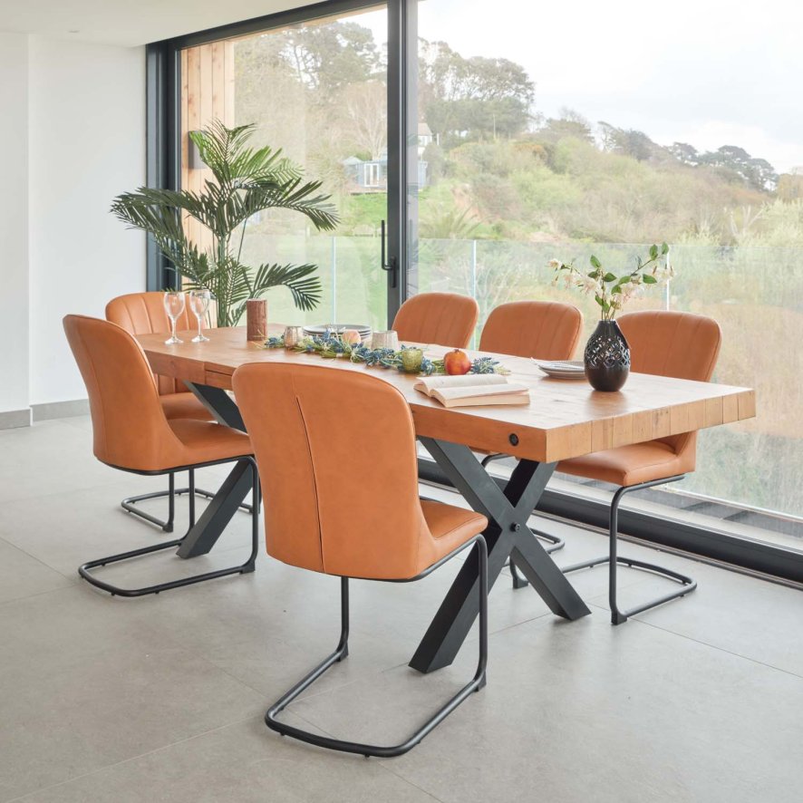 Urban 180240cm Extending Dining Table With 6 Firenza Chairs In Tan