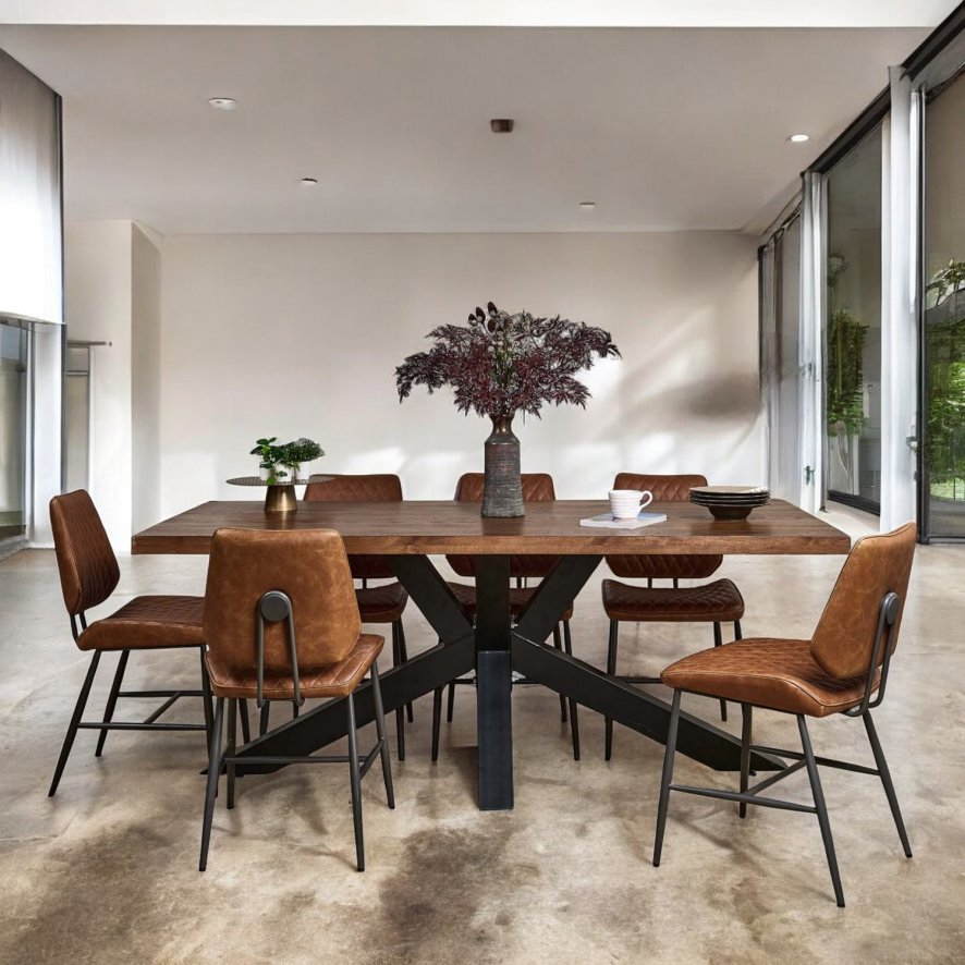 Woods Soho Dining Table 200cm & 6 Digby Dining Chairs - Tan