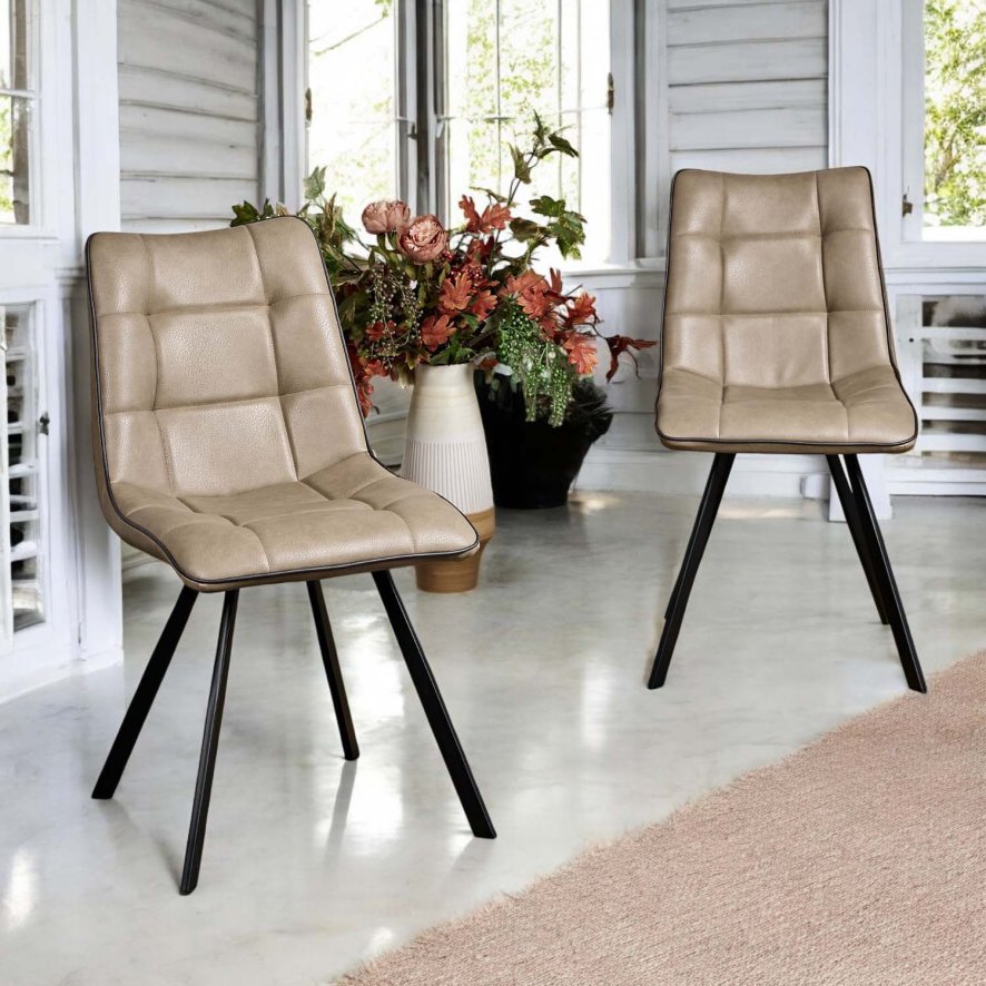 Woods Jack Mushroom Brown Dining Chair with Slate Grey Piping (Set of 2)