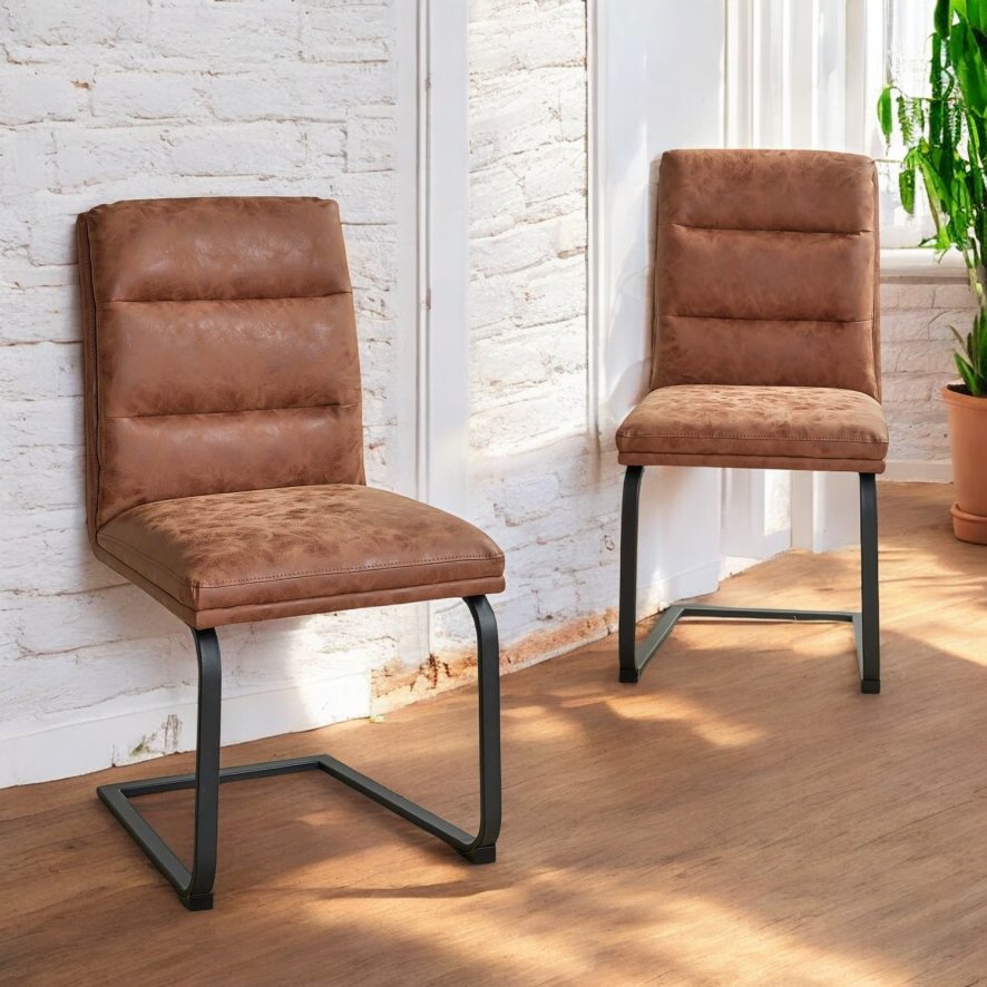 Industrial Dining Chair Tan Set Of 2