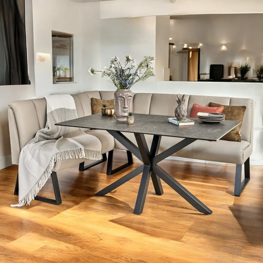 Eastcote Black 150cm Dining Table With Sonoma Corner Bench