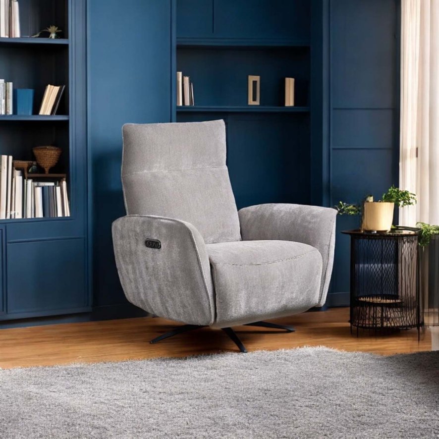 Woods Brodie Armchair with Power and Massage in Granite Fabric