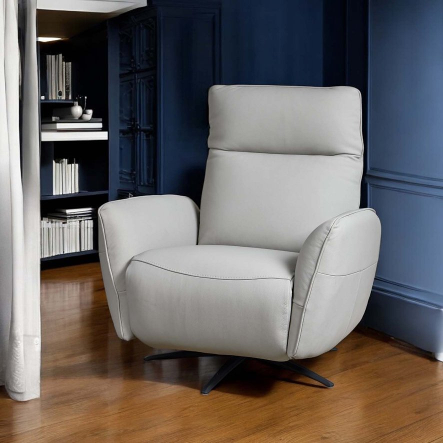 Woods Brodie Armchair with Power and Massage in Grey Leather