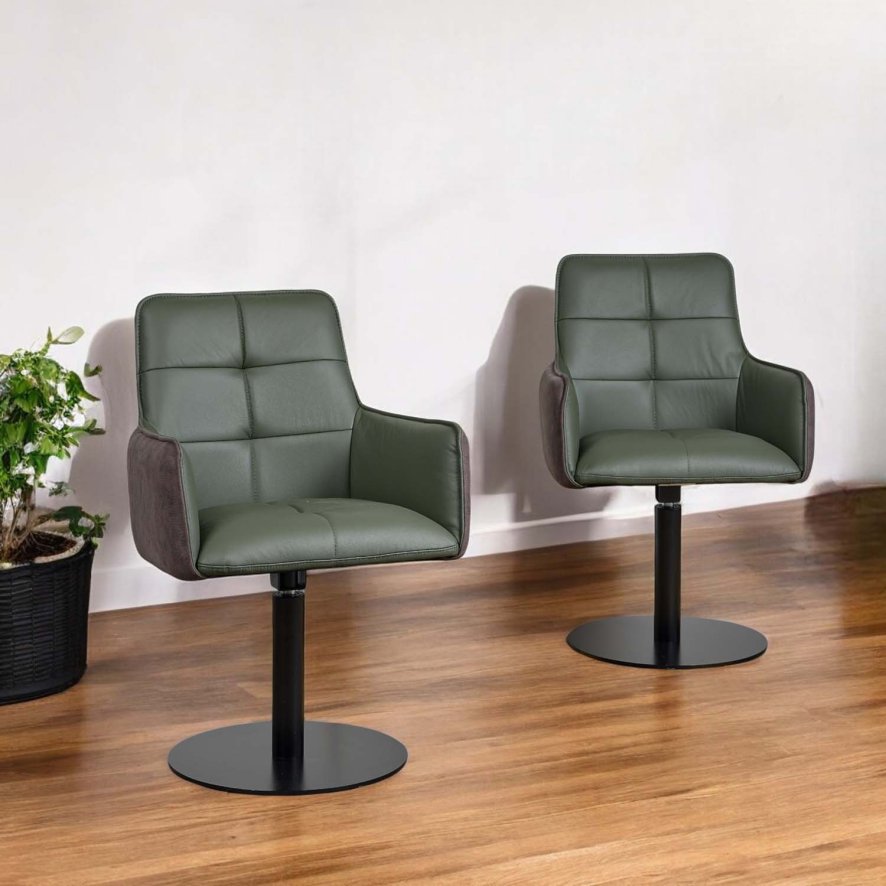 Woods Arno Green Leather Dining Chair (Set of 2)